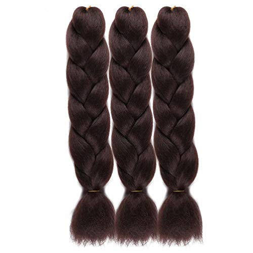 UHair Dark Brown Kanekalon Braiding Hair Extensions Jumbo Braid Crochet Colorful Hair High Temperature Synthetic Fiber Hair Extension for Women(100G/pc, 3 pcs/lot)