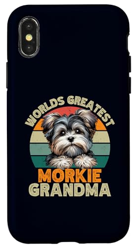 Coque pour iPhone X/XS Worlds Greatest Morkie Dog Grandma propriétaire de chien rétro amusant