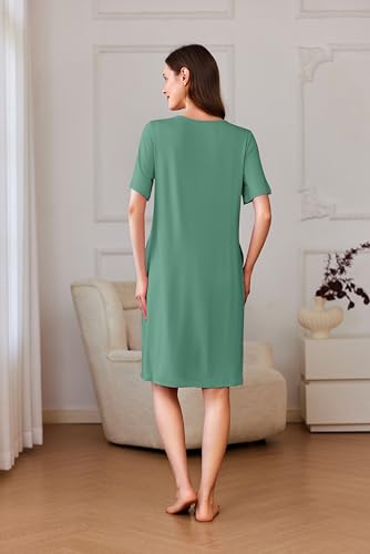 Image of Ekouaer Women Zipper Robe Short Sleeves House Coat Zipper Front Bathrobe Sleepwear with Pockets Housecoat Nightgown