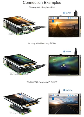 Image of waveshare 3.5inch Resistive Touch Display, Compatible with Raspberry Pi 5 /4B /3B /Zero /Zero W /Zero 2W /Pico /Pico W /Pico WH, 480x320, 125MHz High-Speed SPI