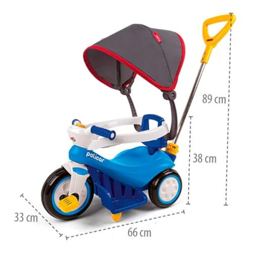 Triciclo Infantil 2 em 1 Passeio e Pedal, Motoca Policiclo Azul, Poliplac