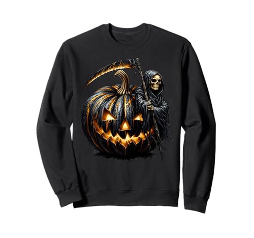 Death Skull Goth Halloween Graphic For Men Scary Pumpkin Sweatshirt