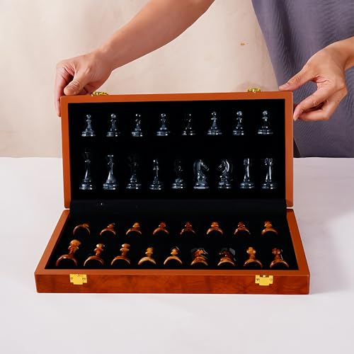 LightRise磁石付きチェスセット 折りたたみ式高級盤 携帯便利 マグネット式駒セット 初心者から上級者まで 家庭旅行用 ボードゲーム 磁力収納 持ち運びやすい 西洋将棋磁気セット高級駒セット磁気ポータブル折りたたみボード付きウエスタン (6630カー