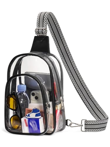 3 Pockets Clear Bag for Stadium Events Approved Clear Crossbody S...