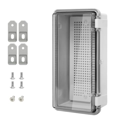 LMioEtool ABS Plastic Dustproof Waterproof IP65 Junction Box Hinged Shell Universal Electrical Project Enclosure Gray, with PC Transparent Clear Cover 7.9 x 3.9 x 2.8 inch (200 x 100 x 70mm)