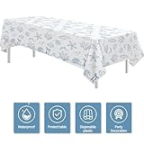 HOAKWA Ocean Seashell Party Decorations Tablecloth, 3 Pcs Beach Coastal Last Toast on the Coast Bachelorette Supplies Table Cover for Summer Birthday, Bridal Shower, Disposable, 55in x 86in