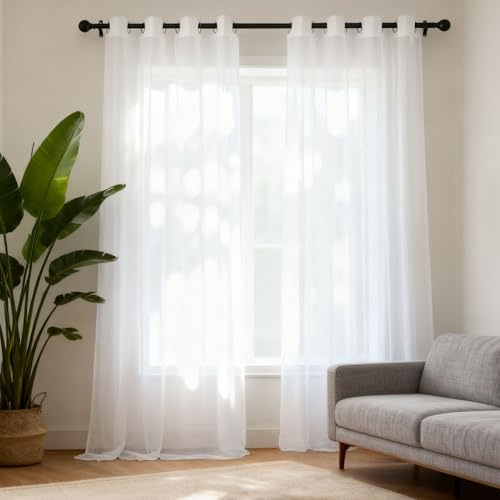 Rideaux de salon et chambre voilage blanc vintage 225 x 190 cm pour ambiance cosy