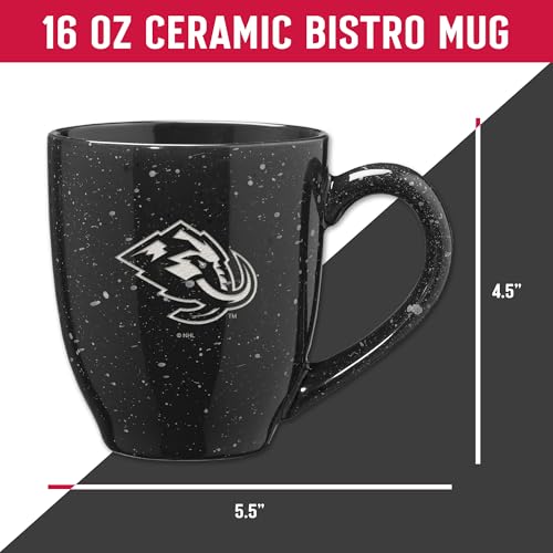 Image of Rico Industries NHL Hockey Utah Mammoth Standard Black 16 oz Team Color Laser Engraved Speckled Ceramic Coffee Mug