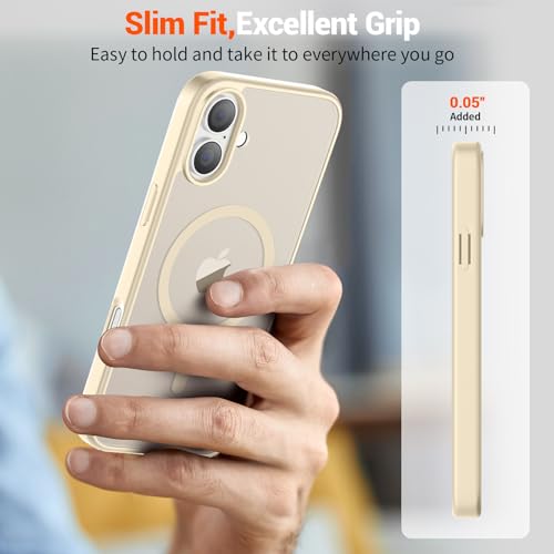 Image of SUPFINE Magnetic for iPhone 16 Plus Case (Compatible with MagSafe) (Military Grade Drop Protection) Slim Translucent Matte Shockproof with Anti-Fingerprint Phone Case,Antique White