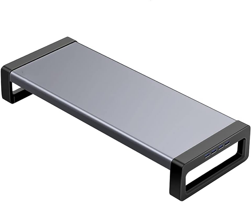 PCラップトップノートブック用USB3.0HUBアルミニウムユニバーサルコンピュータースタンドホルダーデスクオーガナイザー付きモニタ