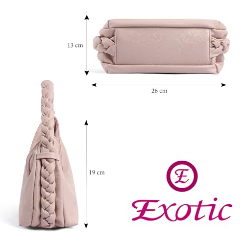 Image of EXOTIC Luna Braided Sling Bag for Women | Soft Structured Hobo Bag | Adjustable Strap | Multi Pocket | Elegant Everyday Purse