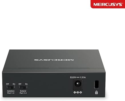 MERCUSYS MS105GP 5-Port Full Gigabit PoE+ Switch, Network Switch | 4 x 30W PoE+ Ports, 65W Total Budget, 250m PoE Transmission, PoE Auto Recovery, Power Saving, Metal Case, Plug & Play