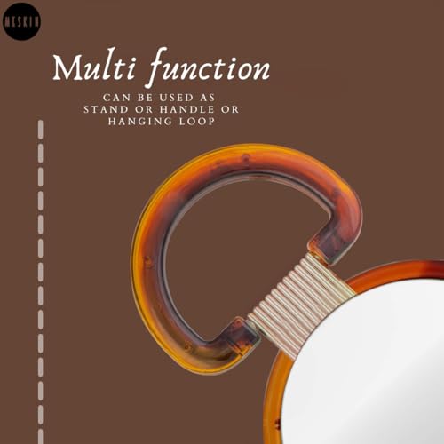 Image of MESKIN Professional Series Medium Round Double-Sided Magnifying Makeup Mirror with Handle /Stand - Perfect for Men & Women (Pack of 1 / Brown)