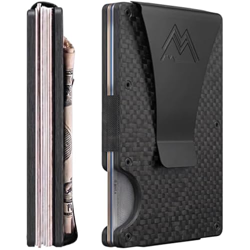 Mountain Voyage Minimalist Wallet for Men - Slim RFID Wallet, Scratch Resistant, Credit Card Holder & Money Clip, Easily Removable Money & Cards (Matte Carbon Fiber)