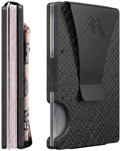 Image of Mountain Voyage Co Minimalist Wallet for Men & Women - Slim RFID Wallet, Scratch Resistant, Credit Card Holder & Money Clip, Easily Removable Money & Cards, (Matte Carbon Fiber)