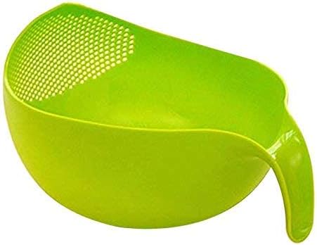 Dev Enterprises Kitchen Rice Bowl Plastic Fruit Bowl Thick Drain Basket with Handle Washing Basket for Home Kitchen Supplies (Assorted Colour)