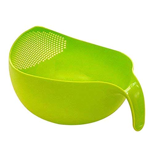 Dev Enterprises Kitchen Rice Bowl Plastic Fruit Bowl Thick Drain Basket with Handle Washing Basket for Home Kitchen Supplies (Assorted Colour)