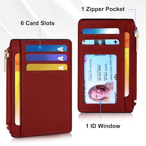 Image of Tipmile Womens Credit Card Holder Wallet, Small Slim RFID Blocking Sleeve | Mini Tiny Cute ID Case, Minimalist Zipper Pocket Wallet, Thin Coin Purse, Mothers Gift