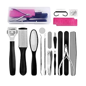 23 Pcs Kit de Pedicura Herramientas de Cuidado de Pies Acero inoxidable, Juego de Despegar Piel Muerta y Dura, con…