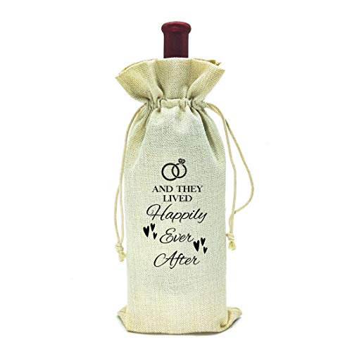 Wedding Wine bag for Bachelorette Party Gifts - Bridal Shower Favors - Engagement Party Gifts -happily ever after - wine bag gift