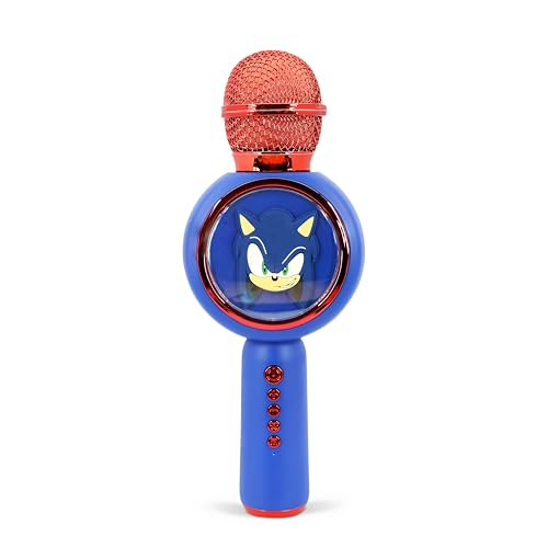 OTL Technologies SH1207 Sonic the Hedgehog Popsing LED Light Up Wireless Karaoke Microphone with Voice Changer Mode – Blue