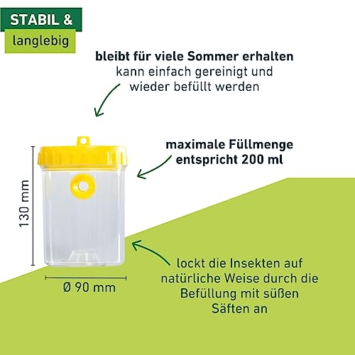 Windhager Wespen Abwehr | Wespenfalle 2 Stk. | für draußen, leicht zu reinigen | Anwendung ohne Chemie | Wespennest, Attrappe, Lockstoff, Wespennest Attrappe wetterfest, Wespenschutz