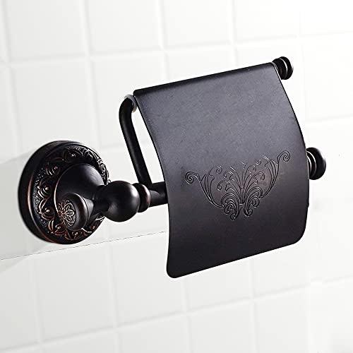Leyden Bronze Toilet Paper Holder, Oil Rubbed Bronze Tissue Roll Holder Storage With Cover For Bathroom #TOP6