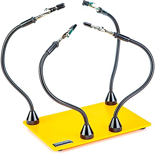 KOTTO Third Hand Soldering Tool PCB Holder Four Magnetic Based With Iron Holder, Flexible Metal Arms Helping Hands Crafts Jewelry Hobby Workshop Helping Station Non-Slip Steel Weighted Base - Thumbnail 4