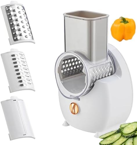 Rechargeable Electric Cheese Grater & Vegetable Slicer - 3 Blades Rotary Grater for Efficient Salad Making, Ideal for Kitchen, Camping & Restaurant Use