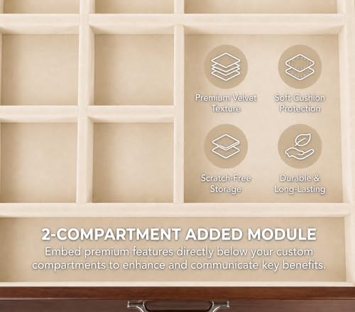 Image of La Trove Set of 4 Stackable Jewelry Organizer Trays for Drawer, Cream | Stackable set of 4 velvet trays for rings, earrings, necklaces, jhumkas and bangles, ideal for drawer jewelry storage