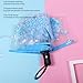 TOPINCN 8 Ribs Clear Umbrella, Full Automatic Transparent Flower Fashion Folding Travel Umbrella with Long Handle, Large Rain Protection for Student Daily Performance (Blue)