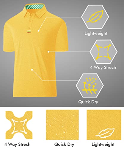 Lldress Mens Polo Shirts Short Sleeve Summer Casual Golf Tennis Performance Shirt, Yellow 3Xl #TOP3