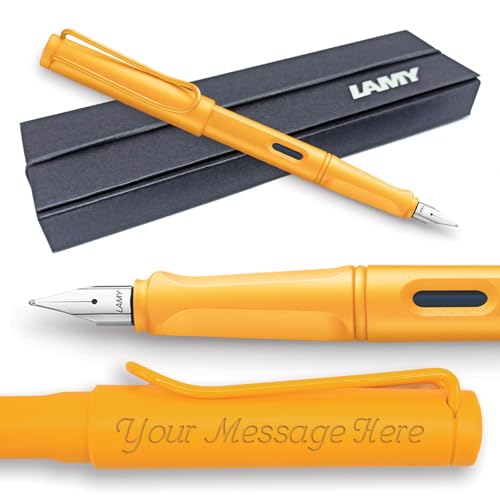 Fountain Pen Lamy Safari - Personalised with Engraving (Italic 1.9mm Nib, Candy Mango)