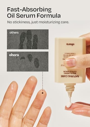 ohora Natural Care Rice Plumping Cuticle Serum – Hydrating Nail Serum with Rice & Soybean Extract, Collagen, Vitamin E & Peptides – Fast-Absorbing, Non-Greasy Nail & Cuticle Care