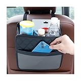 Ywdiml Car Seat Back Organizer, Leather Multipurpose Collapsible Vehicle Backseat Hanging Bag, Portable Automotive Interior Seat Storage Organizer, Universal for SUV RV Truck (Black)