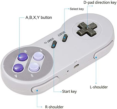 2.4GHz Retro Wireless SNES USB Controller, Rechargeable Classic Wireless SNES Remote Emulator Controller for Windows PC MAC,Raspberry PI - 4