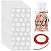 100 Pieces Cellophane Treat Bags Halloween Christmas Party Treat Bags Plastic OPP Candy Bags with Ribbon for Halloween Christmas Party Supplies (Style 2)