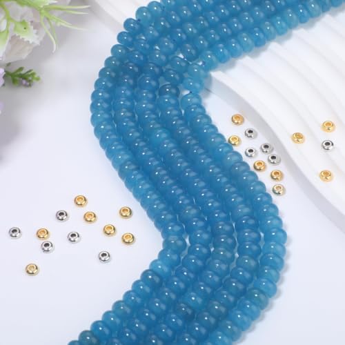Calcedonia azul oscuro de 5x8mm para diseñar pulseras de moda en casa 4