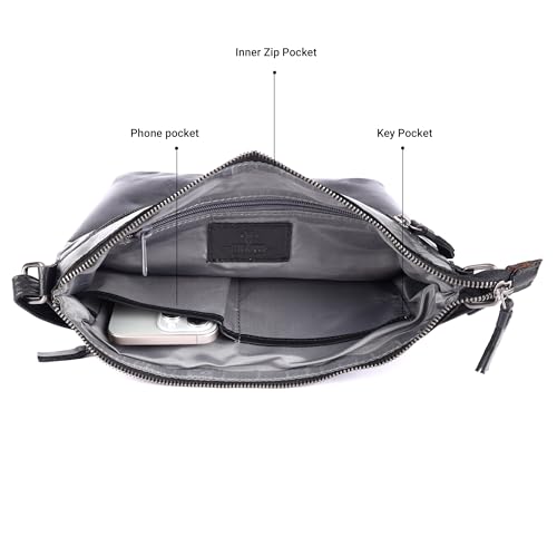 Image of LEDERBUCK Olga Women's Extra-Large Genuine Leather Crossbody Purse - Soft Triple-Zip Shoulder Bag