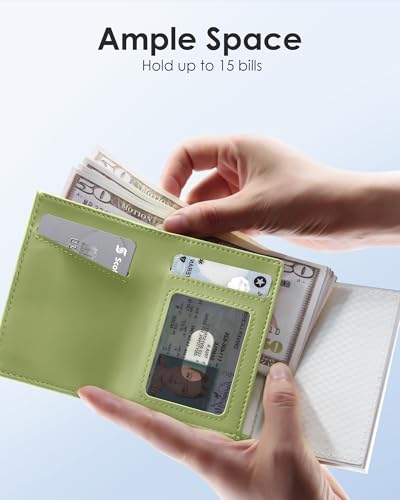 Image of QLD RFID Wallet Women - Small Slim Trifold Wallet Anti-Theft Pop up Card Holder, Minimalist, Ultra Thin, Front Pocket, Premium Leather, 9-11 Cards Capacity | ID Window | Cash Slot