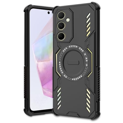 Image of AESTMO Back Case Cover for Samsung Galaxy A35 5G | Magnetic Case with Built-in Metal Ring | Compatible with MagSafe Accessories | Shockproof Hybrid (PC + TPU, Black)
