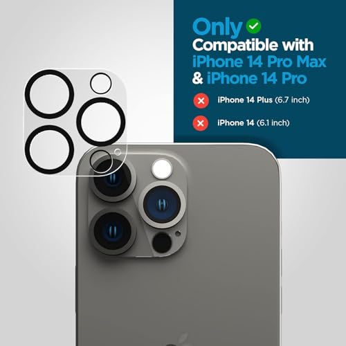 Image of Xmon Back Camera Lens Protector for iPhone 14 Pro Premium Camera Glass Protector Guard, Anti-Scratch, Ultra-Clear, Easy Installation