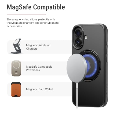 Image of DailyObjects Polycarbonate Case for iPhone 16 Compatible with Mag-Safe Wireless Charging,Halo 2.0 with Rotatable Stand Slim Shockproof Back Cover