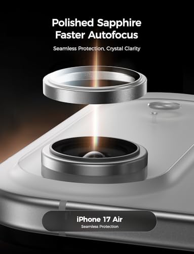 Image of MAGIC JOHN for iPhone Air Camera Lens Protector [Alignment Kit&1:1 Invisible Fit] 9H Aerospace Tempered Glass, Ultra HD, Metal Individual Ring,Set of 2,Sliver