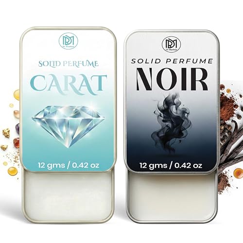 Image of Dr.Mashur Solid Perfume |Carat&Noir Alcohol Free Wax Perfume Balm, Long Lasting | Pocket Tin 12g, Pack Of 2| Non Greasy Smooth Glide, Travel Friendly Men And Women Gifts He Or Her