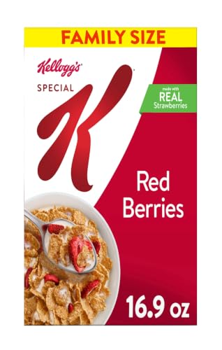 Kellogg’s Special K Breakfast Cereal, Family Breakfast, Made with Real Strawberries, Family Size, Red Berries, 16.9oz Box (1 Box)