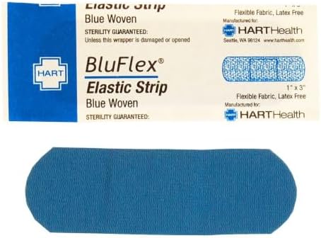 Hart Health BluFlex, Blue Elastic Strip Adhesive Bandages, Light Woven Cloth, 1"x3" (100 per Box) — 사진 4