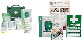 Safety First Aid Workplace First Aid Kit (Large 21-50 Persons) Economy HSE-Compliant with Inspection Tags, Accident Book, Wall Bracket, Extra Plasters