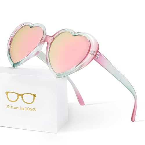 JASPIN Polarized Heart Sunglasses for Women - Trendy Cute Love Shaped glasses Oversized Eyeglasses UV400 Protection
