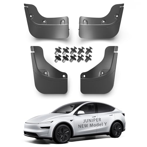 Image of 2025 New Tesla Model Y Juniper Accessories Mud Flaps - [Stay Clean Protect Paint No Drilling Required] ESDOPA All Weather Splash Guards Body Kits Compatible with Tesla New Model Y 2026(Black Set of 4)